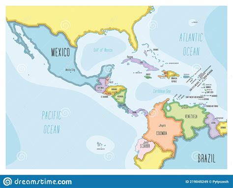 Central America Map Hand Drawn Cartoon Style Stock Illustration