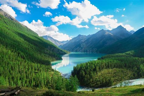 Beautiful View Of Blue Kucherla Lake Altai Mountains Stock Photo
