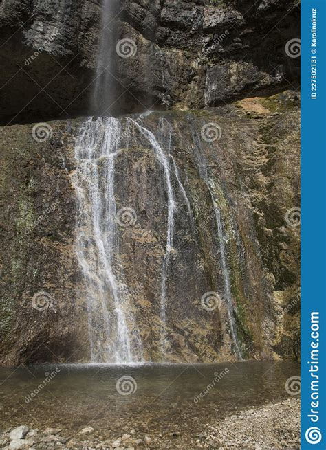 Small Waterfall In The Dolomite Mountains Italy Stock Image Image Of