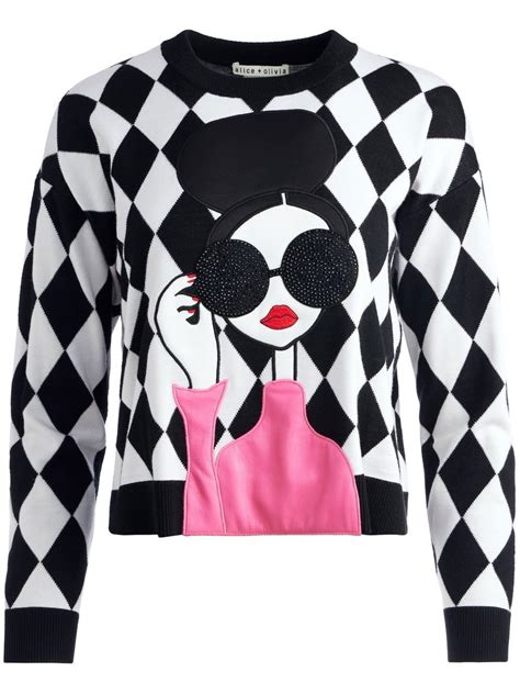 alice olivia gleeson applique stace pullover farfetch