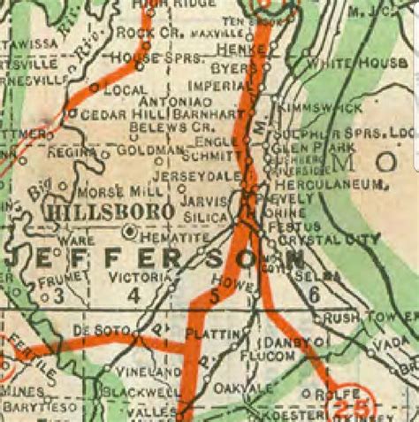 State Road Map Of Jefferson County Mo 1918 Jefferson County Missouri