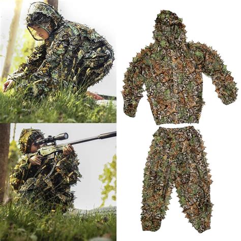 3d Ghillie Anzug Set Sniper Zug Blatt Dschungel Wald Woodland Jagd Camouflage Ebay