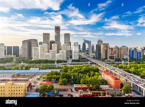 Beijing China Modern Financial District Skyline On A Nice Day With