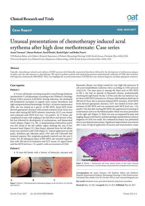 Pdf Unusual Presentations Of Chemotherapy Induced Acral Erythema