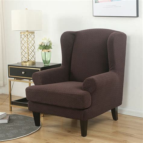 Wingback Chair Slipcover Stretch Protector Recliner Wing Arm Split Seat Cover Ebay