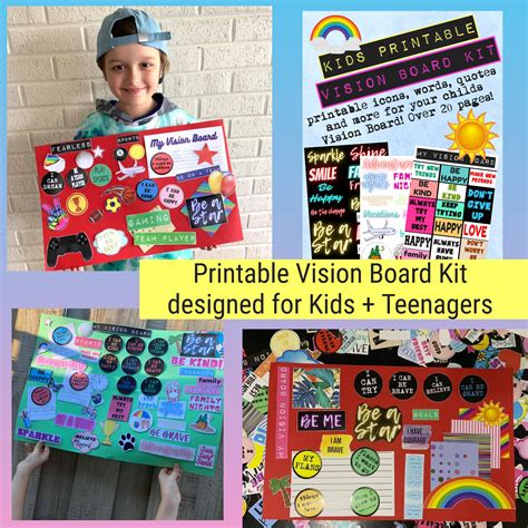 Kids Vision Board Kit Vision Board Printables Vision Board Etsy