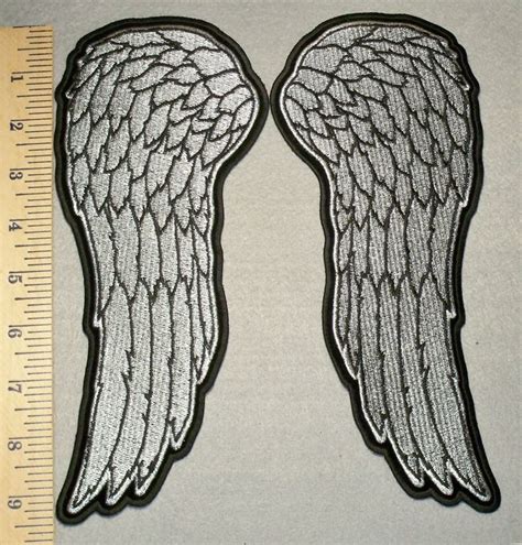 2328 G Silver Angel Wings Back Patch Embroidery Patch Silver