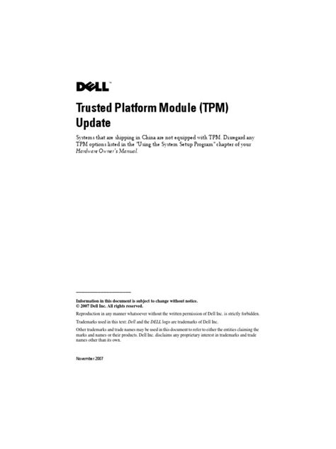 Trusted Platform Module Tpm Update Pdf