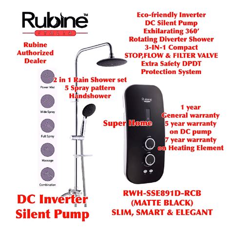 Customers are especially happy with its easy operation, saying it required barely any consultation of the manual or even maintenance. Rubine Rain Shower Water Heater c/w DC Inverter Silent ...