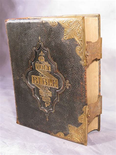 Large Antique Victorian Book 1890 The Holy Bible With The Commentaries