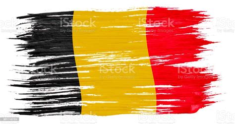 Art Brush Watercolor Painting Of Belgian Flag Blown In The Wind