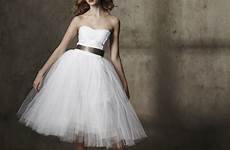 tulle wedding dress tea length dresses strapless ideabook add