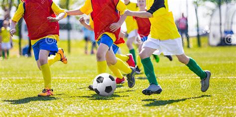 Young Boys Playing Football Soccer Game Stock Image Image Of