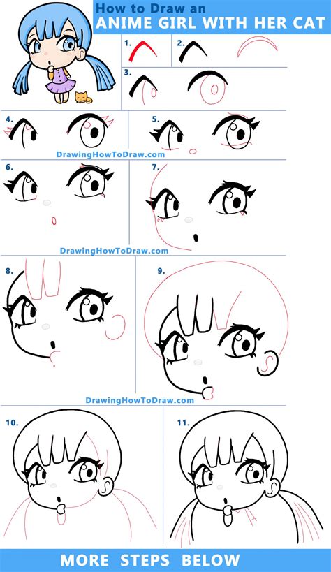 How To Draw A Cute Manga Anime Chibi Girl With Her