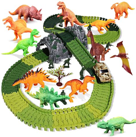 Dinosaur Race Track 138 Pieces Car Track Train Toys For Kids 3 Years