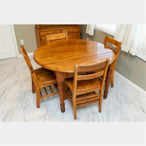Antique Oak Kitchen Table And Four Chairs Harritt Group Inc