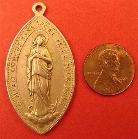 french antique virgin mary silver medal icon by penin lyon france ww1 era orignl ebay