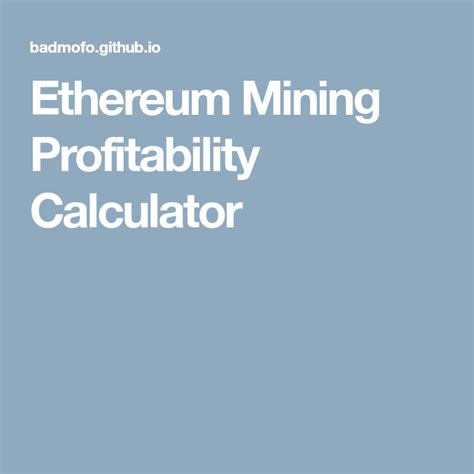 The profitability of mining cryptos can change really quickly because of the number of factors involved. Ethereum Mining Profitability Calculator | Ethereum mining ...