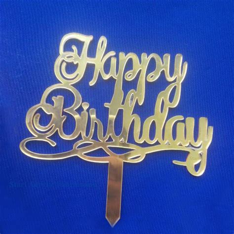 Custom Party Decoration Laser Cut Gold Mirror Acrylic Happy Birthday Cake Toppers China