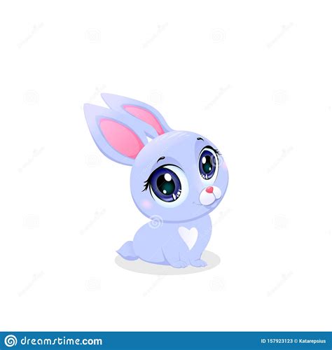 Little Baby Easter Rabbit With Kawaii Big Eyes Stock