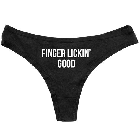 Funny Thongs Finger Lickin Good Gag Gift Funny Panties Womens Underwear Funny Black