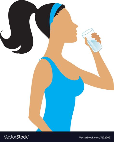 Young Woman Drinking Water Royalty Free Vector Image
