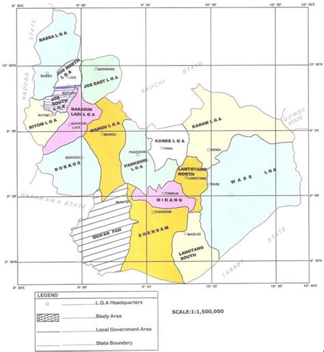 Approximately in the centre of the country, it is geographically unique in nigeria due to its boundaries of elevated hills surrounding the jos plateau its capital, and the entire plateau itself. Map of Plateau State showing Jos South | Download ...