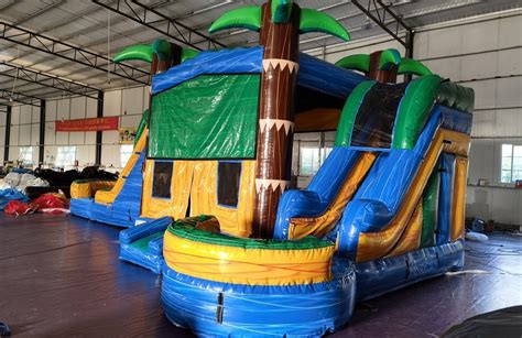 Themed Dual Slide Super Tropical Combo Mr Bounce Inflatable Rentals