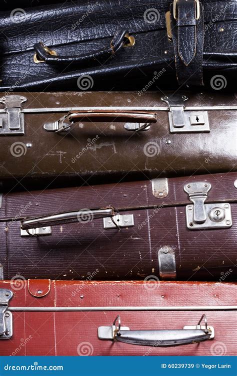 Stack Of Old Suitcases Stock Image Image Of Pile Leather 60239739