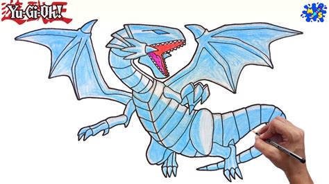 How To Draw Blue Eyes White Dragon Easy Step By Step Yugioh Youtube