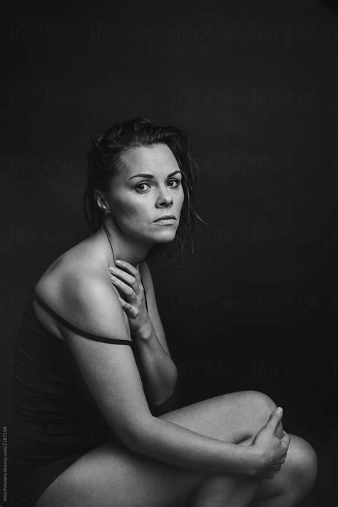 black and white portrait of a pensive woman by stocksy contributor irina polonina stocksy