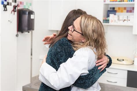 Medical Care Young Female Doctor Hugging Patient Empathy Concept