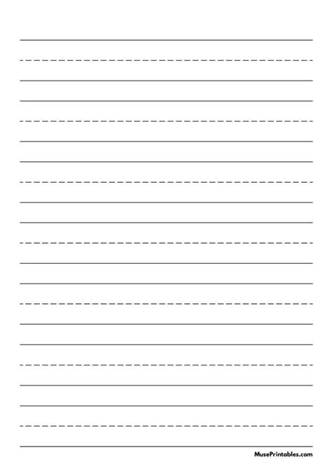 Printable Black And White Handwriting Paper 1 Inch Portrait For A4