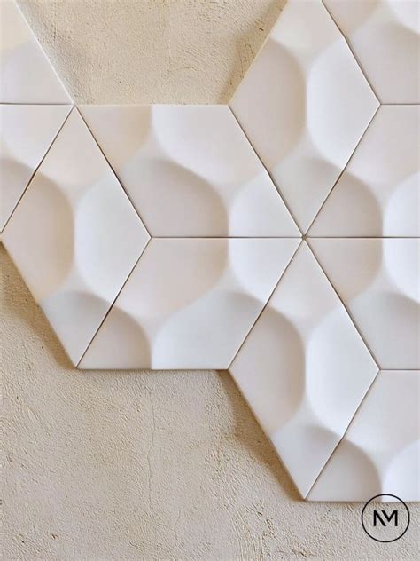 Geometric Wall Tiles On White Wall Interior Design Elements Interior