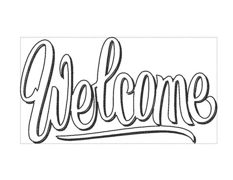 Welcome Bean Stich Outline Design Instant Welcome Banner Etsy