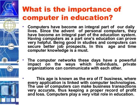 Management information systems (miss) have become an integral part of a business's internal operations. 1. Role of computer in Education | Education: An Emancipator