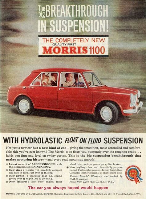 Bmcs 1962 Mk1 Morris 1100 Advertising The New Hydralastic Suspension