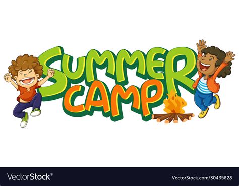 Font Design For Word Summer Camp With Kids And Vector Image