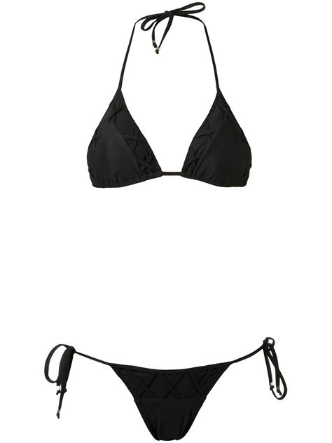 Amir Slama Triangle Bikini Set Black In Leather Bikini Hot Sex Picture