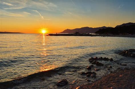 Spectacular Sunset On The Adriatic Sea Makarska Riviera Croatia