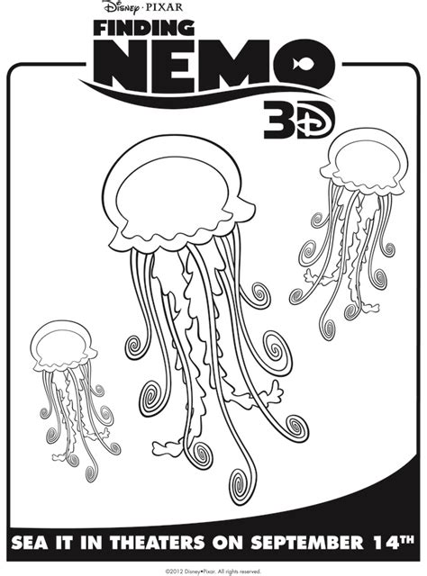 Enjoy these free printable coloring pages to color, paint, or crafty educational projects for young children, preschool, kindergarten, and early elementary. Finding Nemo's Jellyfish - Free Printable Coloring Pages