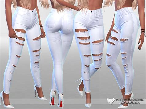 White Ripped Summer Jeans The Sims 4 Catalog