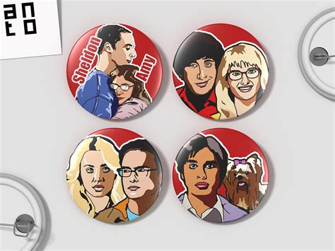 The Big Bang Theory Set Of Button Pins Original Design Etsy