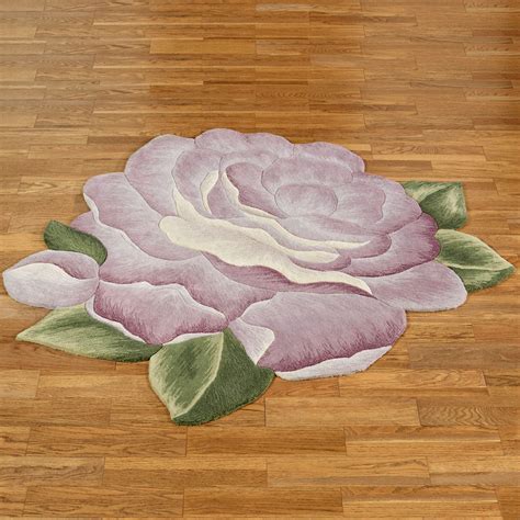 Vintage Bloom Lavender Rose Flower Shaped Rugs