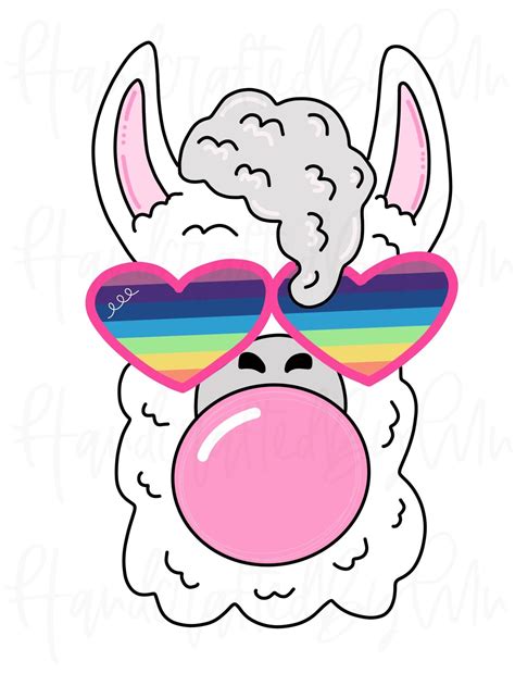 Bubble Gum Llama Door Hanger Template Llama In Sunglasses Template Etsy