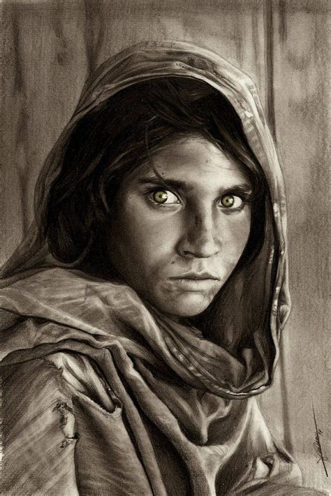 Afghan Girl By Ambr0 On Deviantart Realistic Drawings Realistic Pencil Drawings Portrait Drawing