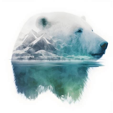 Premium Photo Double Exposure Of Polar Bear With Ecological Landscape