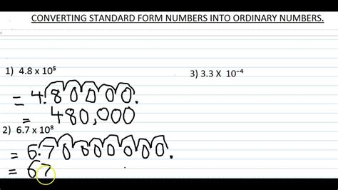 Standard Form To Ordinary Numbers New Youtube