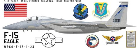 F 15 Eagle 159th Fighter Squadron Aircraft Profile Print Decal