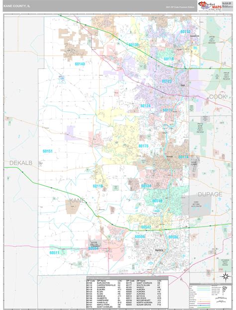 Kane County Il Wall Map Premium Style By Marketmaps Mapsales